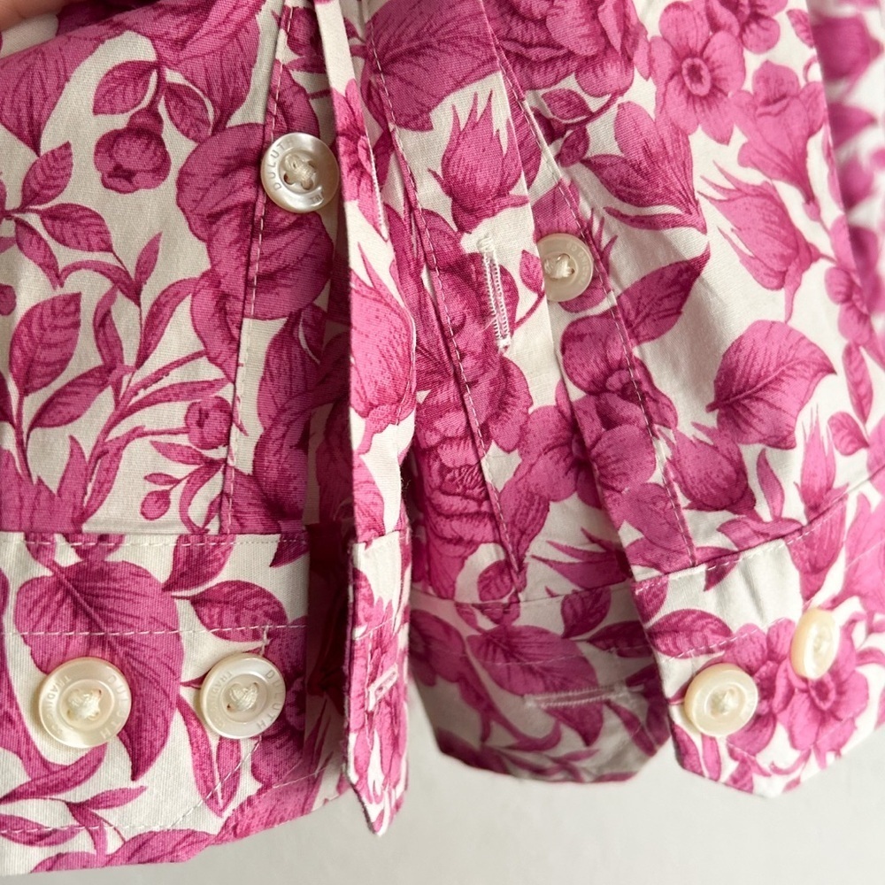 Duluth Women's Printmaker Cotton Poplin Long Sleeve Shirt Pink Floral Medium - Picture 3 of 6